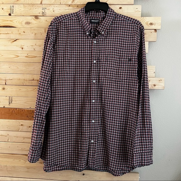 Timberland Burgundy plaid Button down long sleeve shirt Mens size XXL